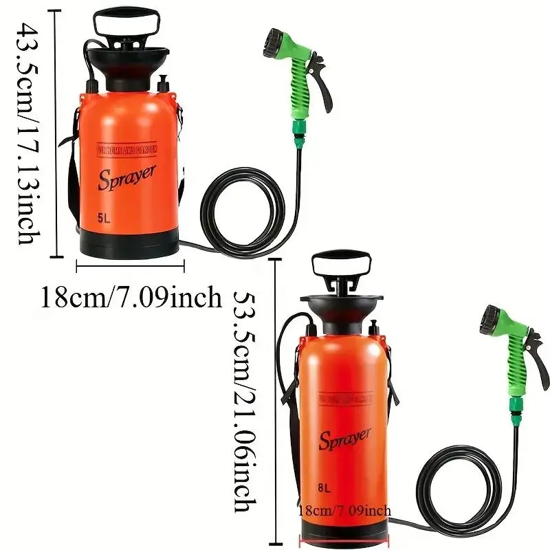 High-pressure Sprayer, Portable Garden Water Sprayer with Removable Hose & Shower Head, Watering & Irrigation Supplies for Outdoor Travel, Hiking, and Pet Bathing 1