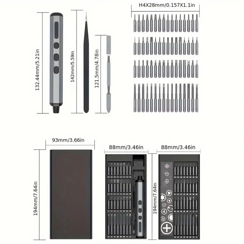 68-in-1 Precision Electric Screwdriver Set, USB Rechargeable Electric Screwdriver with Magnetic Bits, Professional Tool for iPhone Xiaomi Laptop Camera Watch Drone Toys Glass PC Computer Xbox PS4 Repair 1