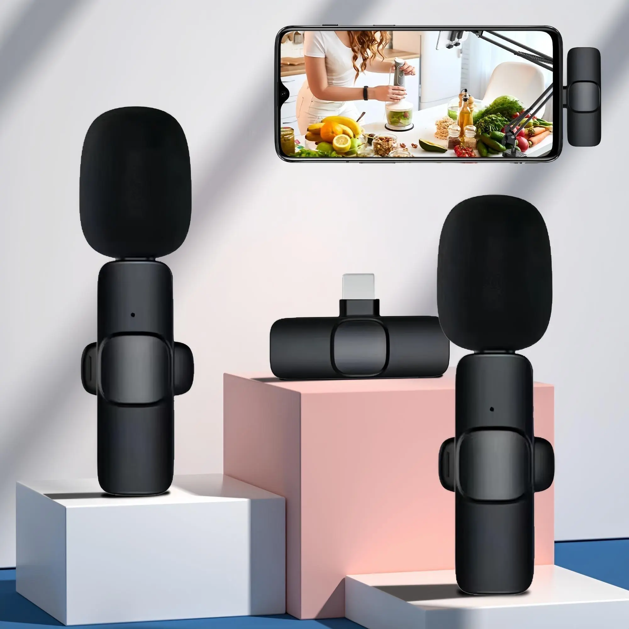 Wireless Collar Microphone, Portable Audio Noise Reduction Mic for iPhone, Tablet, Collar Mini Microphones, Wireless Mic for Video Recording, Teaching Speech Mic, Streaming Equipment, Mini Microphone