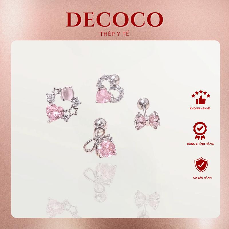 KHÔNG ĐEN GỈ - Khuyên tai De Coco Women Hoa Tai thép y tế không đen gỉ đeo hàng ngày