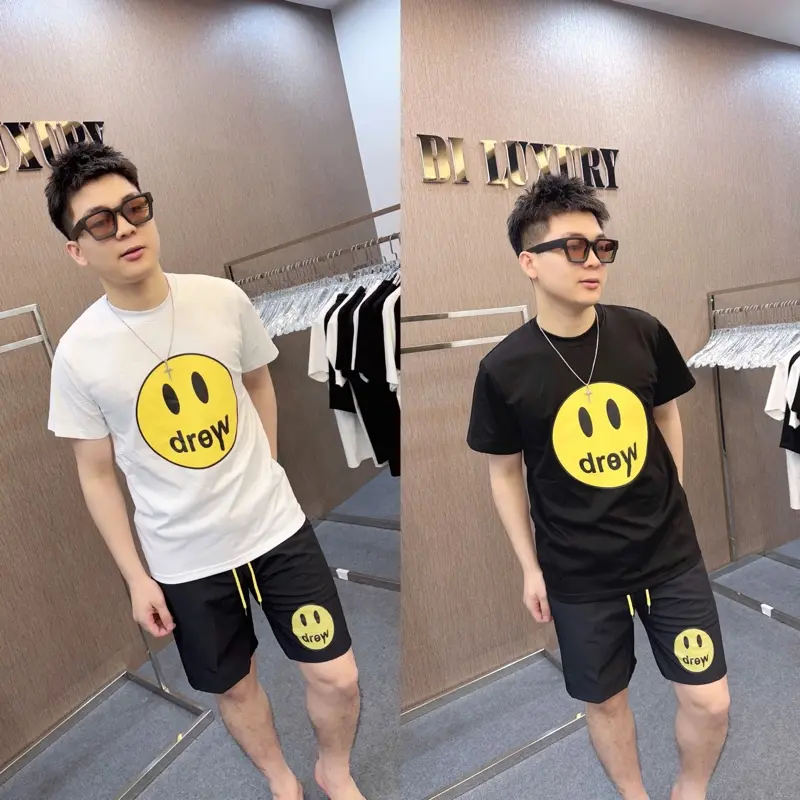 BB09 Bộ Quần áo thể thao nam hai màu đen trắng hoạ tiết in đơn giản mùa hè cho nam
