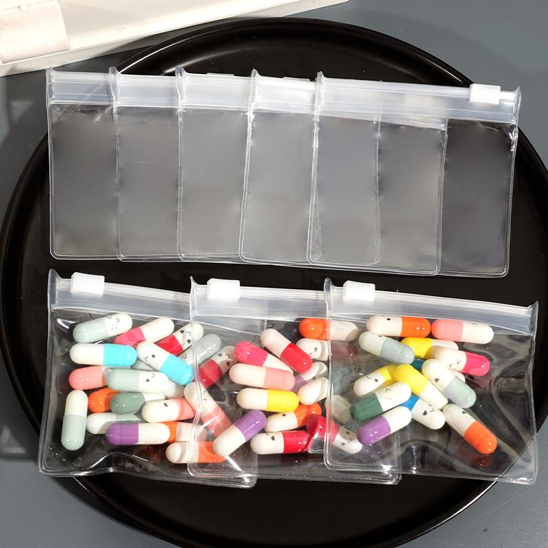 Product Introduction of 10Pcs Transparent Mini EVA Zip Bags Eco-friendly Travelling Pill Dispenser Bags Pill Bags USB Packaging Bags Storage Zip Bags 16