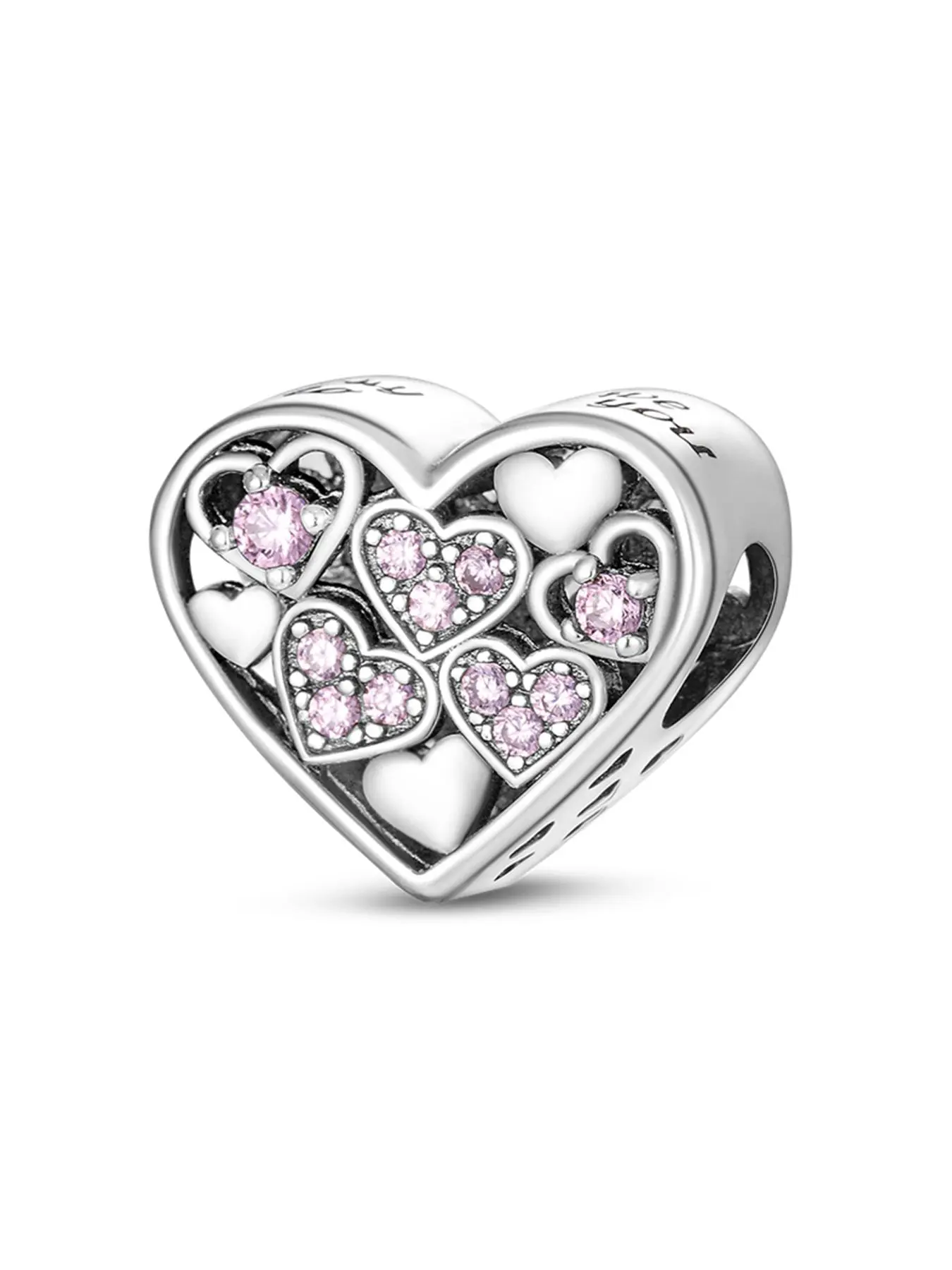 Heart Shaped Rhinestone Decorated Dangle Charm,  Sweet Fashion DIY Jewelry for Women & Girls, Trendy All-match & Exquisite Jewelry for Birthday Gift