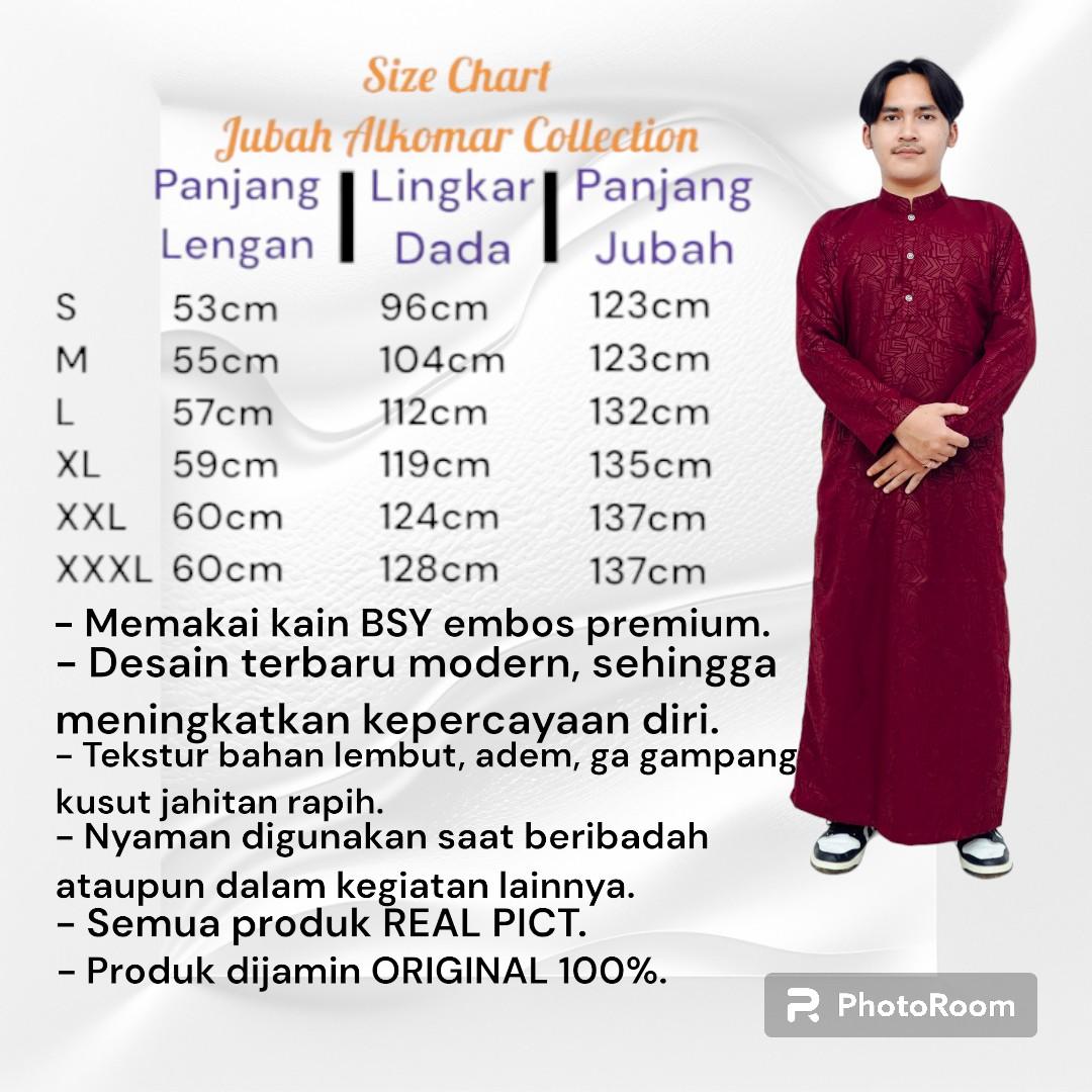 jubah emboss alkomar size S M L XL XXL XXXL