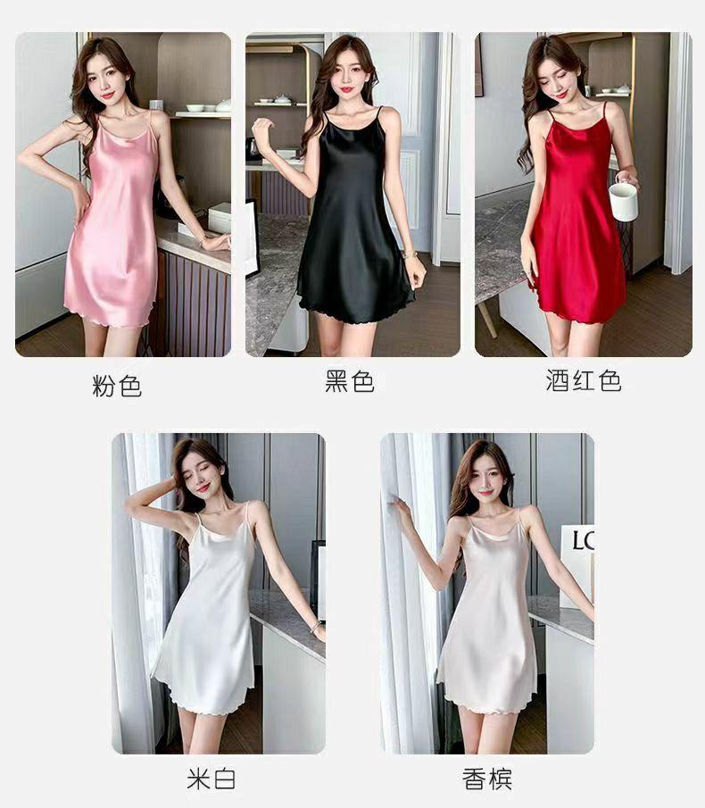 Product Introduction of ชุดนอนผ้าไหมเทียม, ชุดนอนสลิปฤดูร้อน, บางและเซ็กซี่, สำหรับผู้หญิงขนาดบวก, แขนกุด, ทำจากผ้าไหมน้ำแข็ง, เหมาะสำหรับใส่ในบ้าน 3