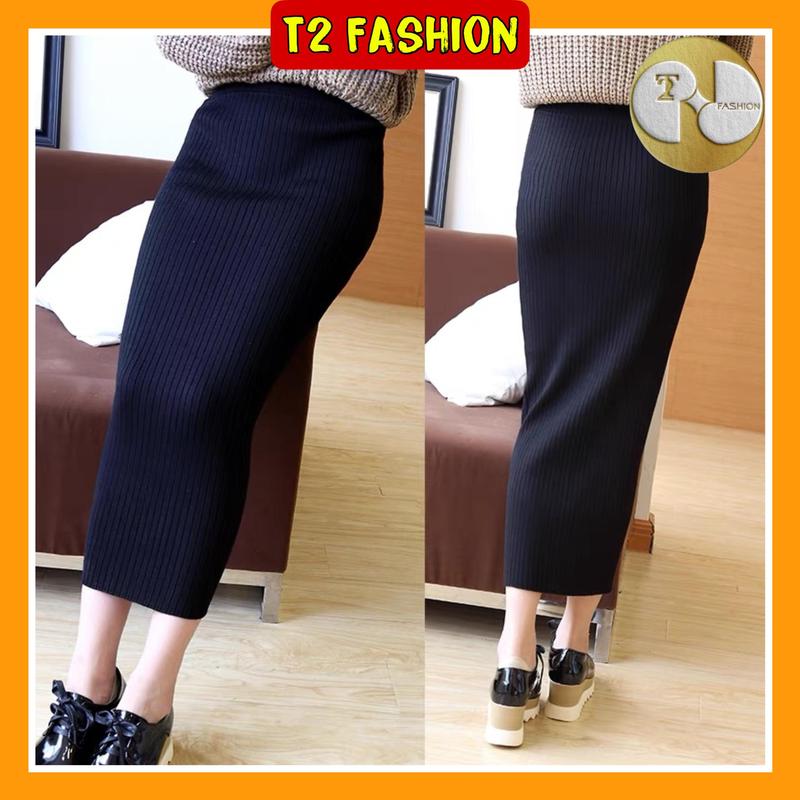 Chân váy len dáng dài, Chân váy len midi không xẻ nữ tính T423 Voan Jean
