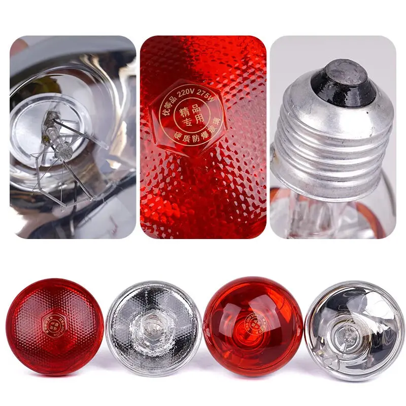 Bóng đèn sưởi ấm, 220V, Thích hợp cho gia cầm, bò sát, thực vật và lưỡng cư, đèn sưởi ấm, chăn nuôi, cách nhiệt hồng ngoại, có sẵn trong 100W / 150W / 200W / 250W 4