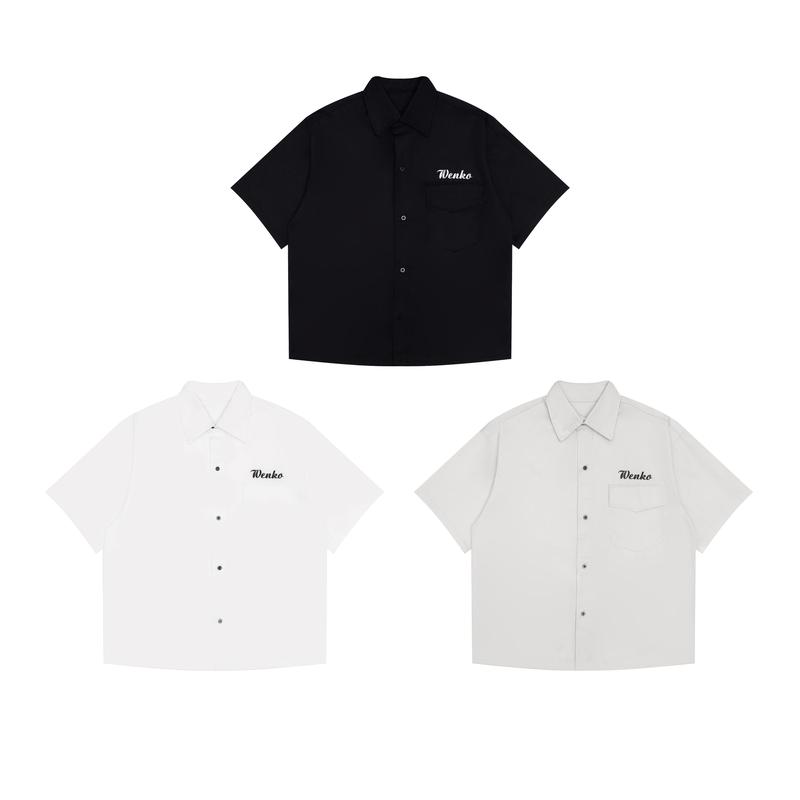 Áo Sơ Mi WENKO áo form rộng tay lỡ  unisex nam nữ Menswear Thun Cổ Tròn SK02
