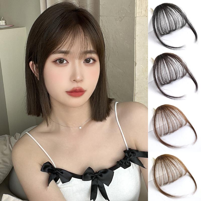 Tóc Giả Mái Bằng Không Khí, Nữ, Kẹp Tóc Trán Tự Nhiên, Vô Hình, Liền Mạch, Mỏng, Tóc Mái Giả, Tóc Mái Cùn 0