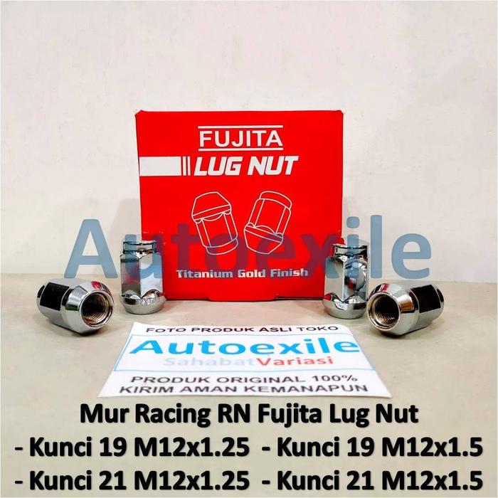 Gambar Mur Roda Racing tipe RN Fujita Kunci 21 19 M12 x 1.5 1.25 Drat Lug Nut Besi Velg Mobil - Kunci 19 M12x1.25 dari Autoexile Kota Medan Tokopedia