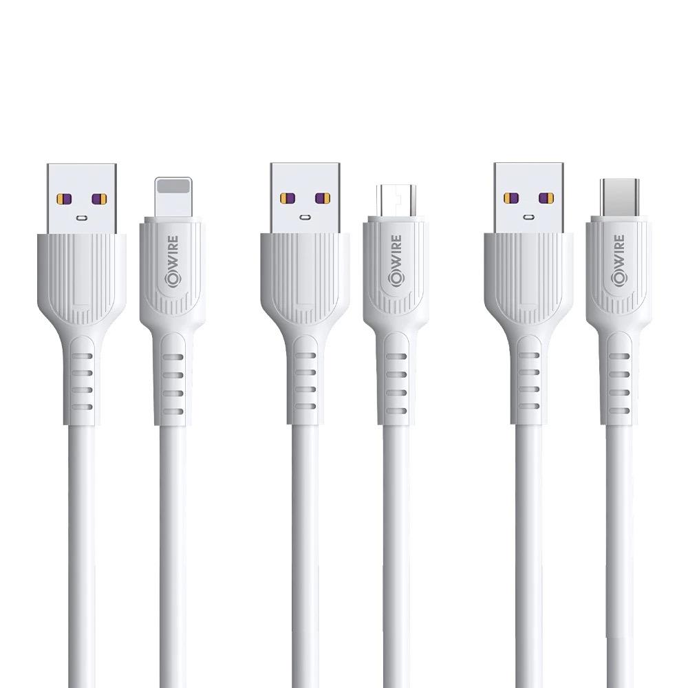 [Owire Official] สายชาร์จเร็ว Micro USB , Type-C , iPhone ความยาว 1 เมตร สายซิลิโคน 2.4A