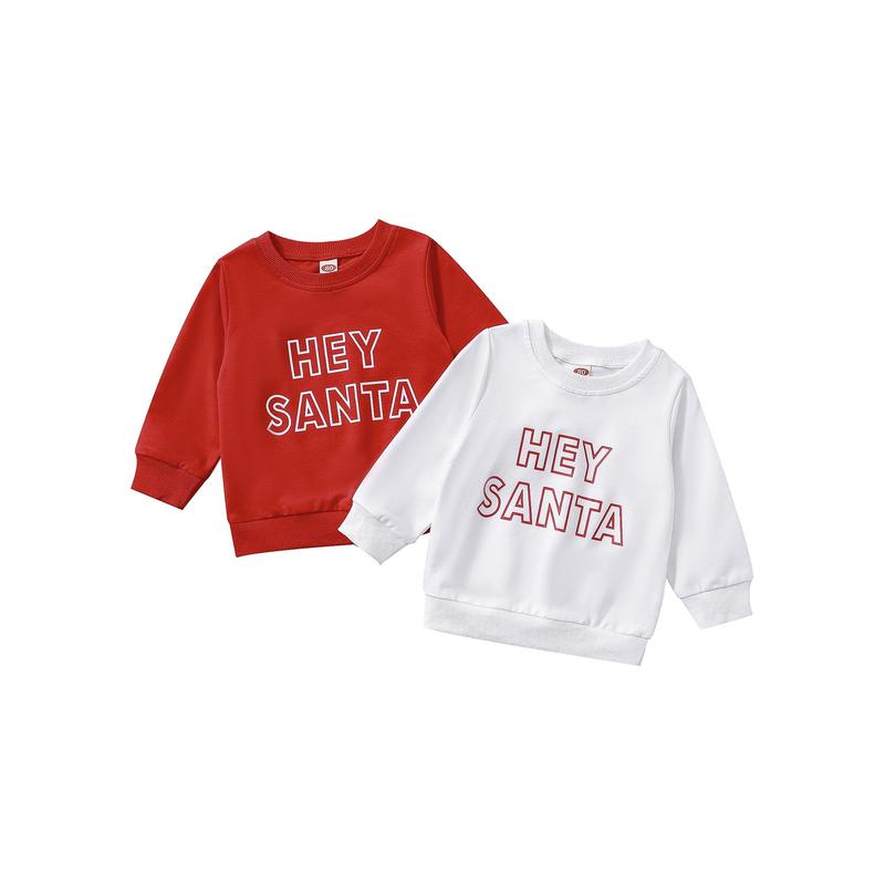 Kids Christmas Letters Printing Sweatshirt, Crew Neck Pullover 3