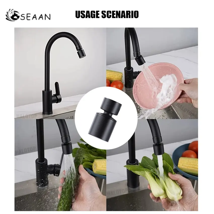 2 Mode Washbasin Faucet Nozzle 360° Rotary Splashback Faucet Aerator Kitchen Sink Pressurized Faucet Aerator Bubbler