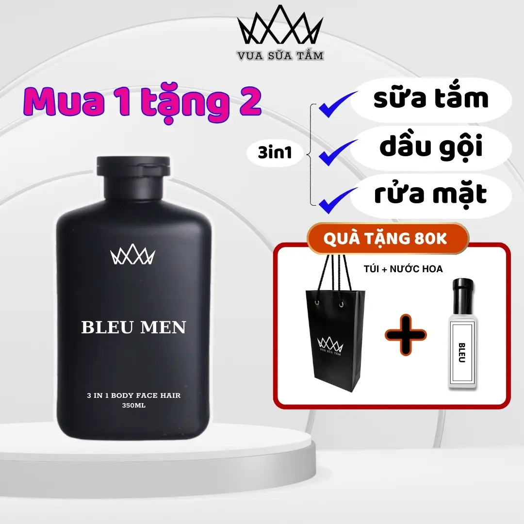 Sữa tắm nam hương nước hoa Bleu Men 3 In 1 Thơm Lâu, Mềm Mượt, Sạch Sâu 350ml