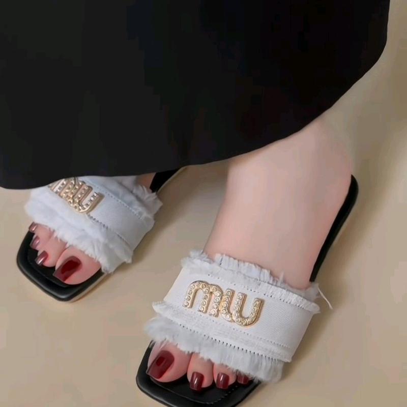 Dép lê 059 quai ngang vải Rin cá tính thời trang nữ