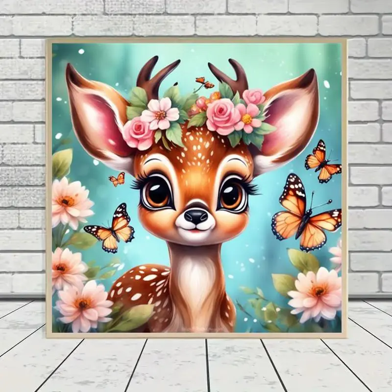 5D Diamond Arts Colorful Painting Kit, Deer Pattern DIY Diamond Arts Colorful Painting without Frame, Handmade Art Craft for Home Decor