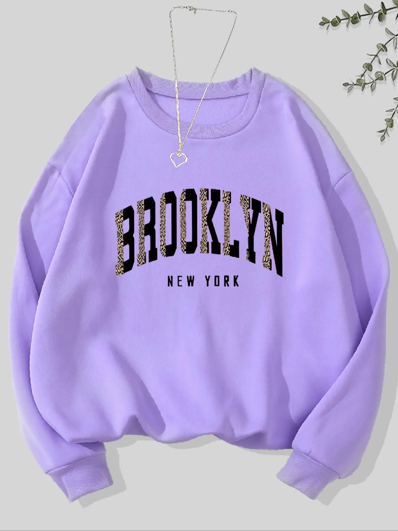 Women's Letter Print Crew Neck Sweatshirt, Casual Long Sleeve Pullover for Daily Wear, Ladies Clothes for All Seasons