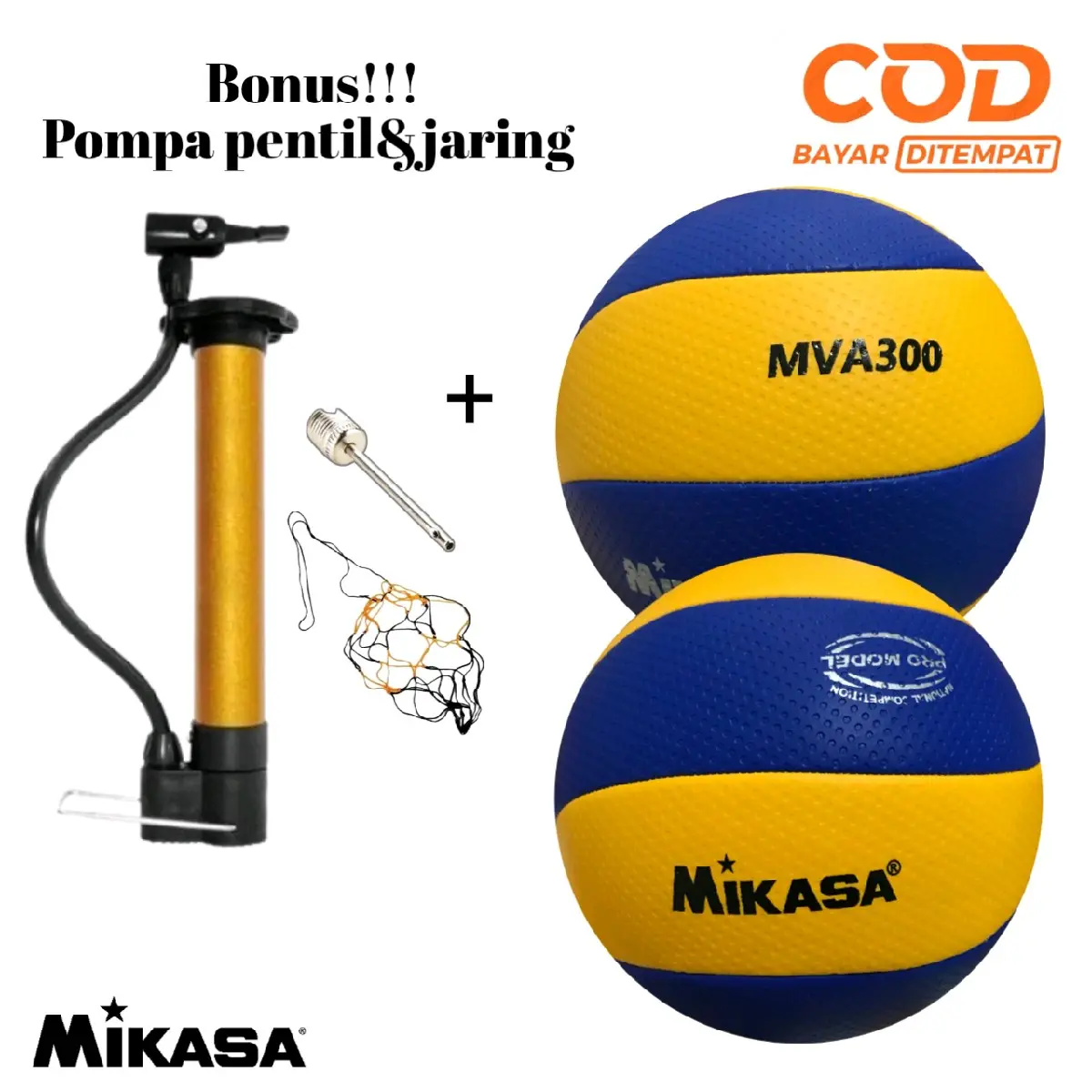 BOLA VOLLY MIKASA MVA300 BESELLER/GRATIS POMPA PENTIL&JARING