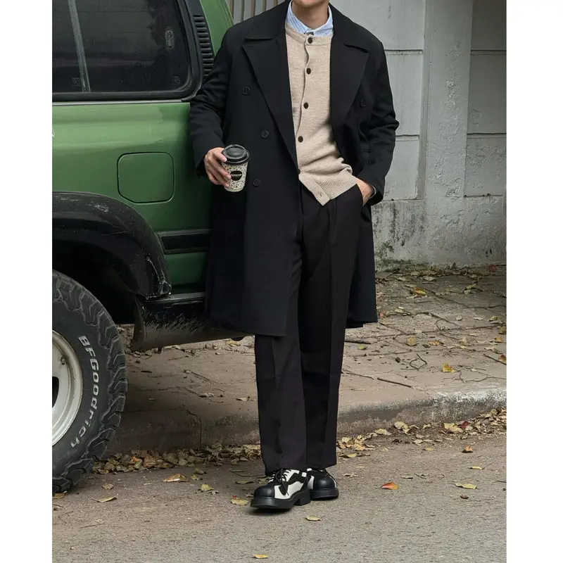 Áo Măng Tô Dạ MANDO Menswear Dáng Dài 6 Cúc Kiểu Vest Chất Liệu Dạ Ép Cao Cấp COA002 2