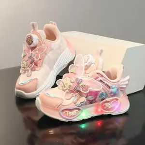 BOMBBEAR YNTAMY807 Sepatu LED Sekolah Anak Dengan Fashion Sneakers Smartlock Kulit Sintes Premium, Kualitas Nyaman Lentur Ringan Desain Ergonomis untuk Aktivitas Aktif Si Kecil! warna Hitam, Biru, Hijau dan Pink dengan size 22-32