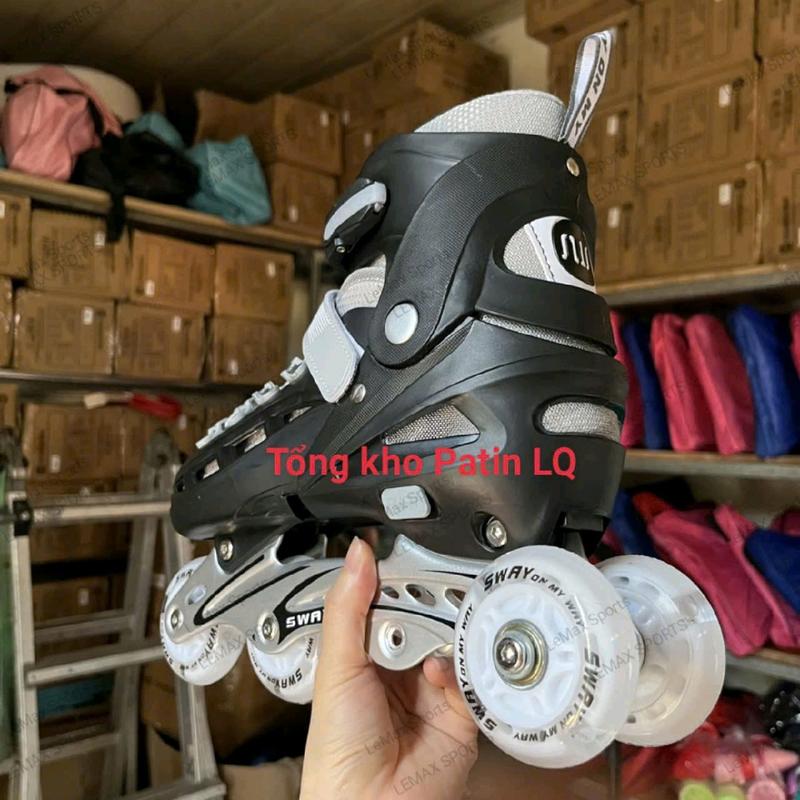 Giày patin trẻ em sway phát sáng chuyển 3 bánh giúp con thăng bằng dễ dàng tập đi. Giày trượt patin trẻ em chế bánh ngang cho bé tập đi. Tặng Túi.