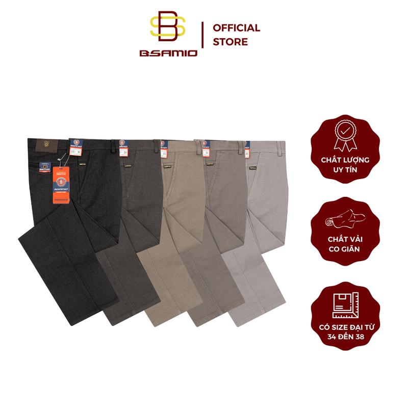 Quần Kaki Trung Niên Nam BSAMIO Cao Cấp Co Giãn Nhẹ Vải Nhập Khẩu Ống Suông Có Size Đại Từ 29 Đến 40 Menswear Pants