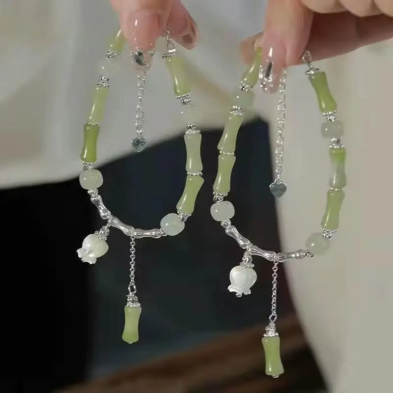 New Chinese Style Lily Bamboo Bracelet Female Online Influencer Niche Popular Simple and Light Luxury Good-looking Girlfriends Bracelet