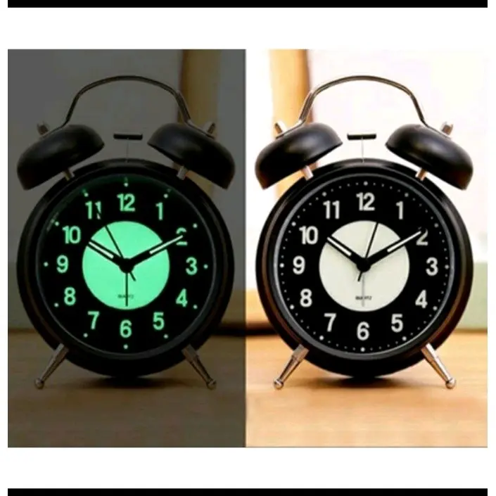 Jam Beker Alarm Alarm Kring Nyala Di Tempat Gelap/Jam Meja Alarm Besi