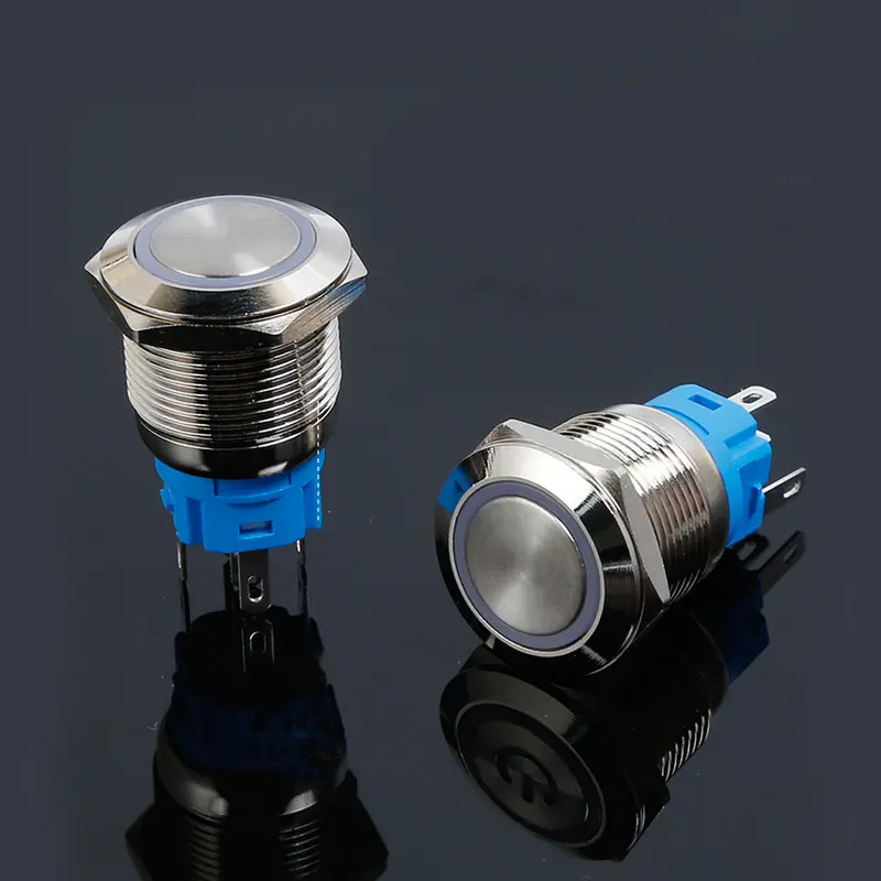 Nút công tắc on/off 16mm, Kiểu nhấn Tự khóa, Vỏ Kim loại có đèn LED, Điện áp 5V-24V, 110-220V 4