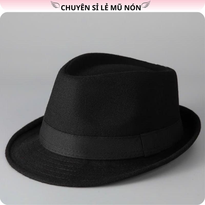 Mũ phớt dạ tàu màu trơn đai vải chuẩn form Voi Hat Women Nón Cap Voan - Mũ Fedora nam cao cấp