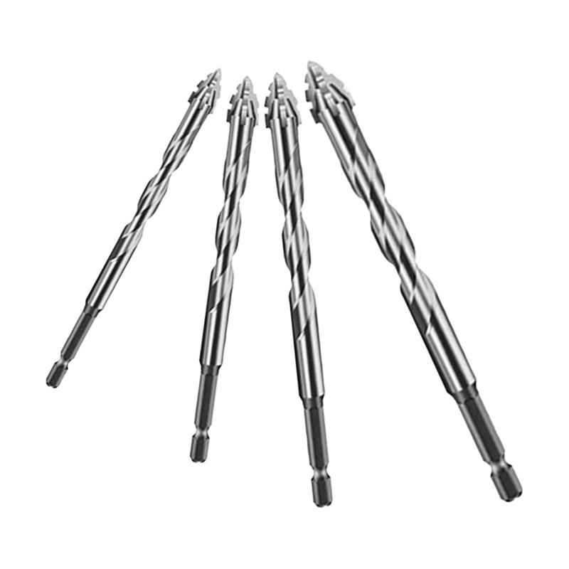 Mũi khoan kính, Bộ 4 cái, Khoan bất đẳng thức, Mũi khoan tam giác, Mũi khoan xoắn, Thích hợp cho chế biến gỗ và kim loại, Chức năng khoan