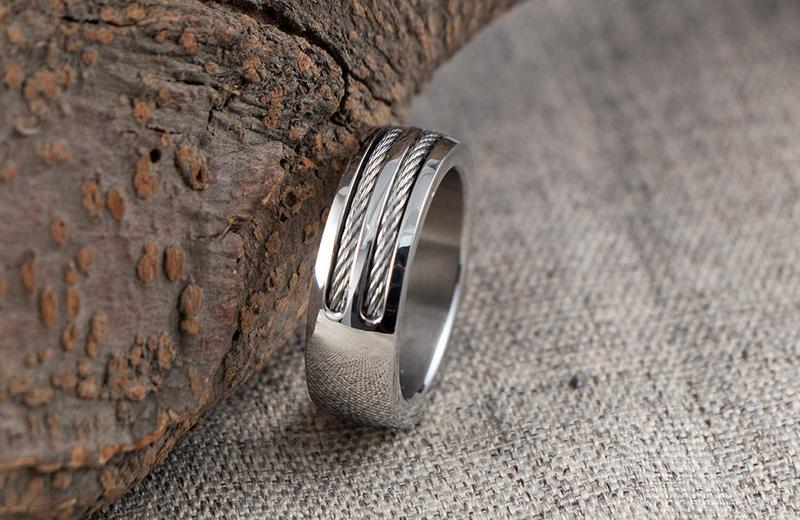 Product Introduction of Cincin Tali Dawai Ganda, Gaya Eropah dan Amerika, Rantai Keluli Tahan Karat Mudah, Gelang Lelaki, Dalam Stok, Sa1170 Rings 1