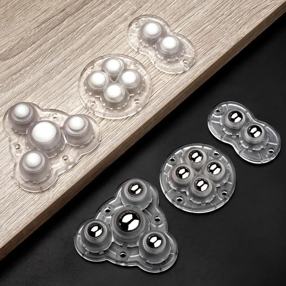 optheop 4Pcs Portable ABS Universal Pulley Rotating Wheel Clear Self Adhesive Swivel Casters Wheel 360 Degree Rotation Mute Storage Box Pulley Home
