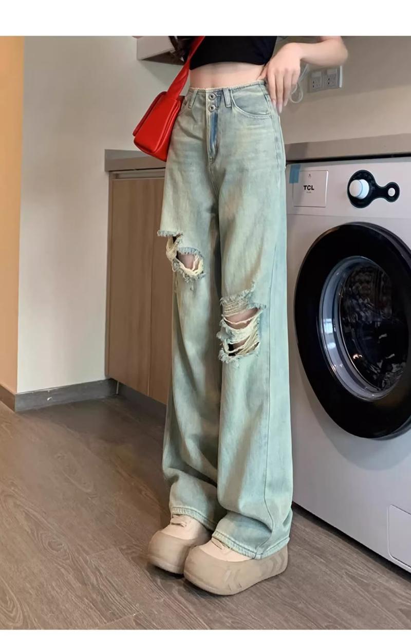 Product Introduction of Quần Jean Rách Thẳng Cổ Điển Phong Cách Cổ Điển Đường Phố Cao Cấp Mỹ, Xu Hướng Ins, Hàng Mới Về Mùa Hè, Dành Cho Nam Và Nữ, Hợp Xu hướng Menswear Pants 12