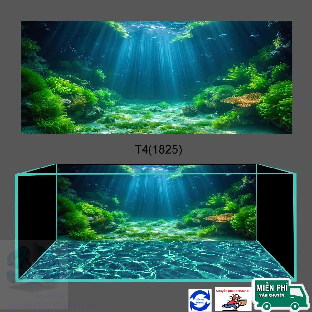 Decal 3d dán bể cá cảnh , tranh 3D có keo , mẫu thủy sinh dưới biển cho bối  ,  la hán , dĩa... Vietnam Vật trang trí