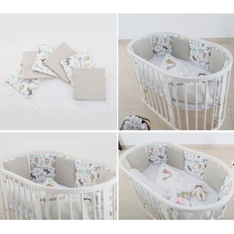 【Ready Stock】 6 Pcs Baby Cot Bumper Newborn Bed Soft Cotton Protector Pillows Infant Cushion 6
