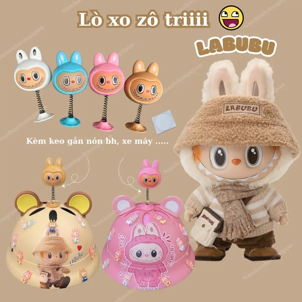 Lò Xo Labubu Capybara gắn nón bảo hiểm, phụ kiện gắn xe, trang trí nón dễ thương