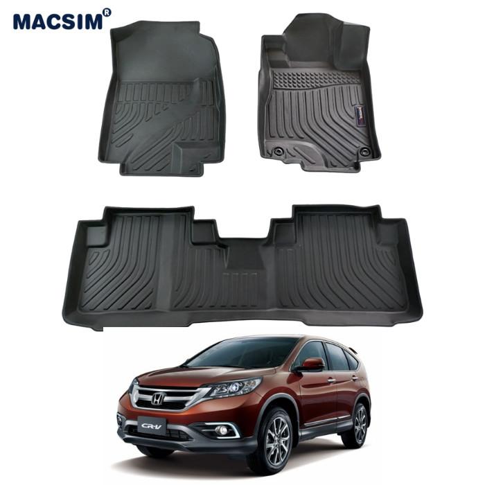 Thảm lót sàn xe ô tô sd Honda CRV 2012 -2017 Nhãn hiệu Macsim chất liệu nhựa TPE cao cấp màu đen