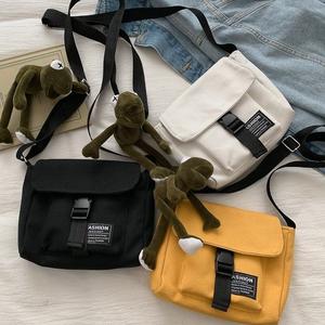 กระเป๋าสะพายข้าง ทรงสวย ผ้าแคนวาส กระเป๋าแฟชั่นวัยรุ่นสไตล์เกาหล