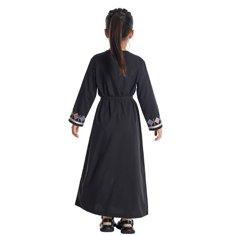 Product Introduction of Girls Kids Abaya Dress Clothing,Floral Printed Gown Children Robe 9