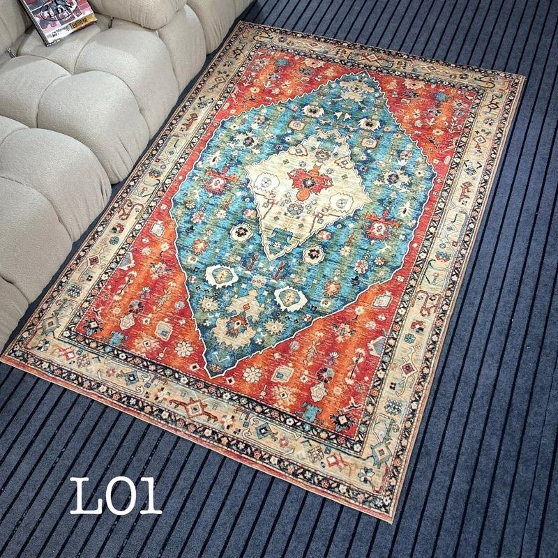 Thảm Len trang trí Aladin phong cách vintage-cổ điển cho phòng khách, phòng ngủ, sofa, chụp hình decor 0