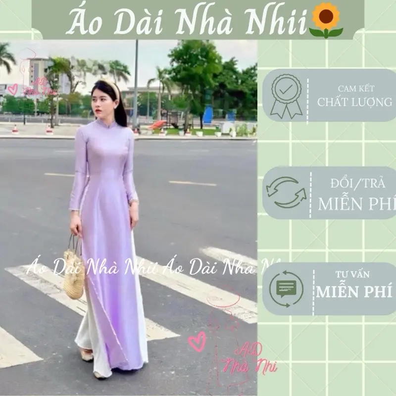 Áo Dài vân gỗ 2 tà đính trai siêu xinh đủ màu