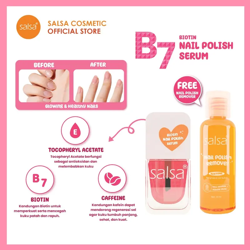 SALSA B7 Biotin Nail Polish Serum 15ml - Serum Vitamin Kuku Rusak Rapuh Nail Treatment Penumbuh & Perawatan 4