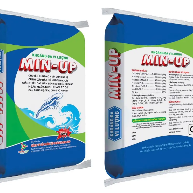 MIN UP Khoáng Tinh Thể, Không Vôi Cho Tôm Công Nghiệp