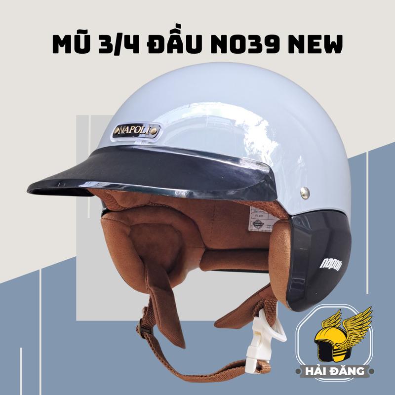 Mũ bảo hiểm 3/4 đầu Napoli N039 Lưỡi trai cao cấp, Freesize vòng đầu 55-58cm - Bảo hành 12 tháng