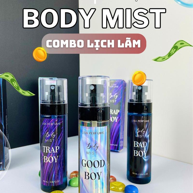 Body mist Chính hãng lisaperfume nam/nữ 100ml trap boy-good boy-bad boy quyến rũ- lịch lãm- tinh tế thơm lâu  6-8h cosmetic perfume nước hoa , xịt khử mùi cho nam