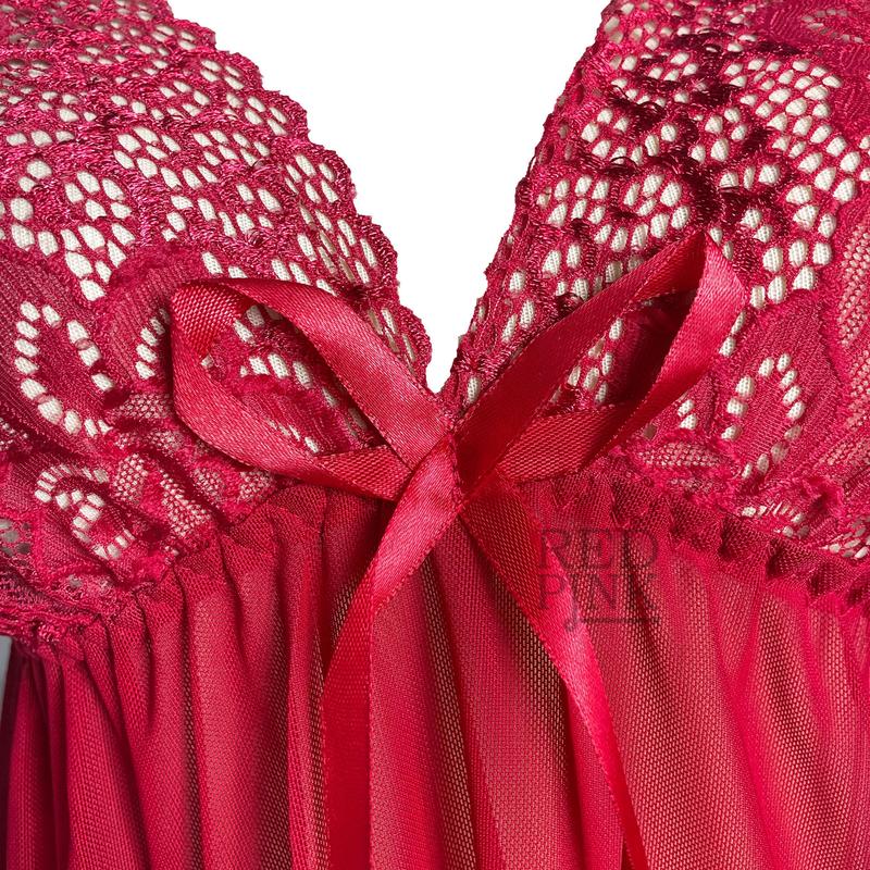 [Red Pink] Lingerie Dress Fit Hitam Big Jumbo Size Baju Tidur Daster Jumbo Wanita Premium X3P 5