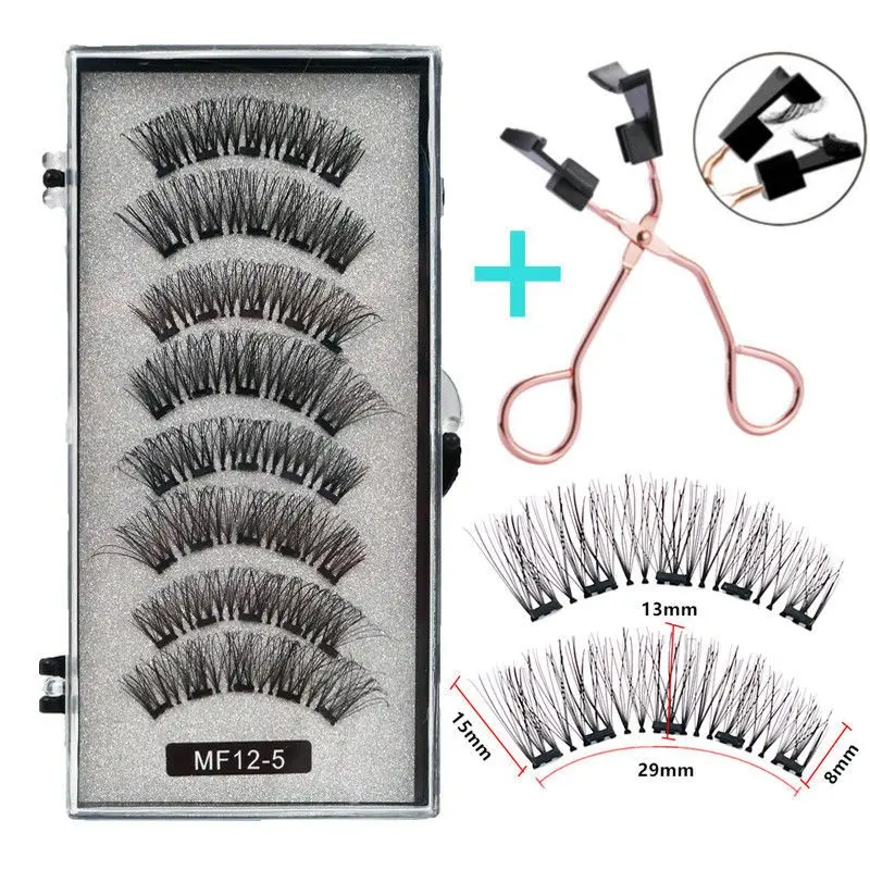 5 Magnets 2 Pairs of Quantum Magnetic Force False Eyelashes Suit Glue-Free 3D European and American Makeup Magnetic Magnetic Eyelash Cosmetic Eyelash Extensions