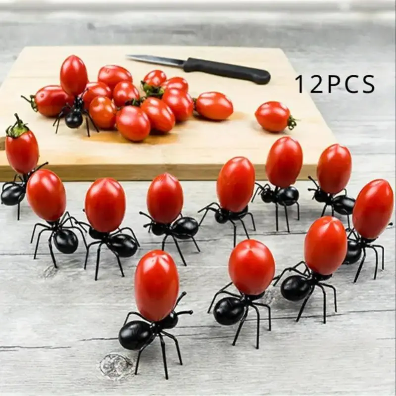 Ant Design Fruit Picks, 12pcs/set Creative Ant Design Fruit Fork, Durable Fruit Picks for Party and Appetizer, Home Decor Supplies, Kitchen