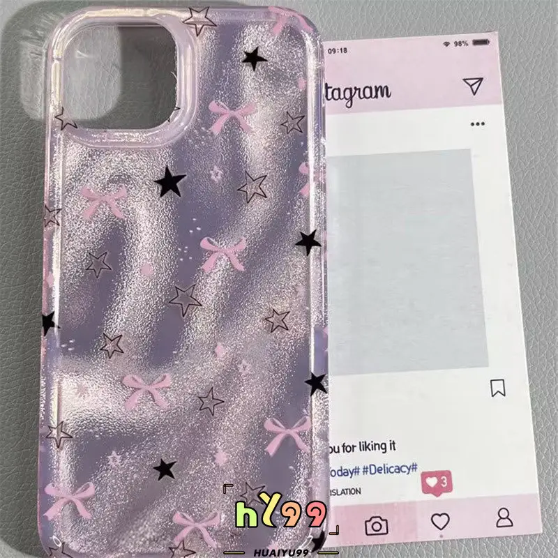 Case HP Untuk Infinix Smart 8 7 5 6 Pro Tecno Spark GO 2023 GO 2024 20C 20 Hot 40i 30i 30 40 11 10 8 9 12 Pro Play Note 40 30 Pro Pita Cantik Bersinar Warna Bintang Lima Titik Cinta Romantis Hati Soft Cover 0